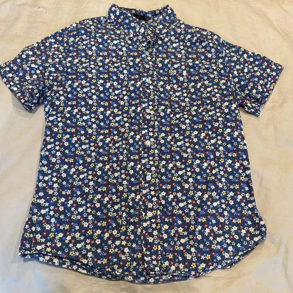 J Crew Slim Fit Men’s Size Medium Button Up Short Sleeve Floral Poplin